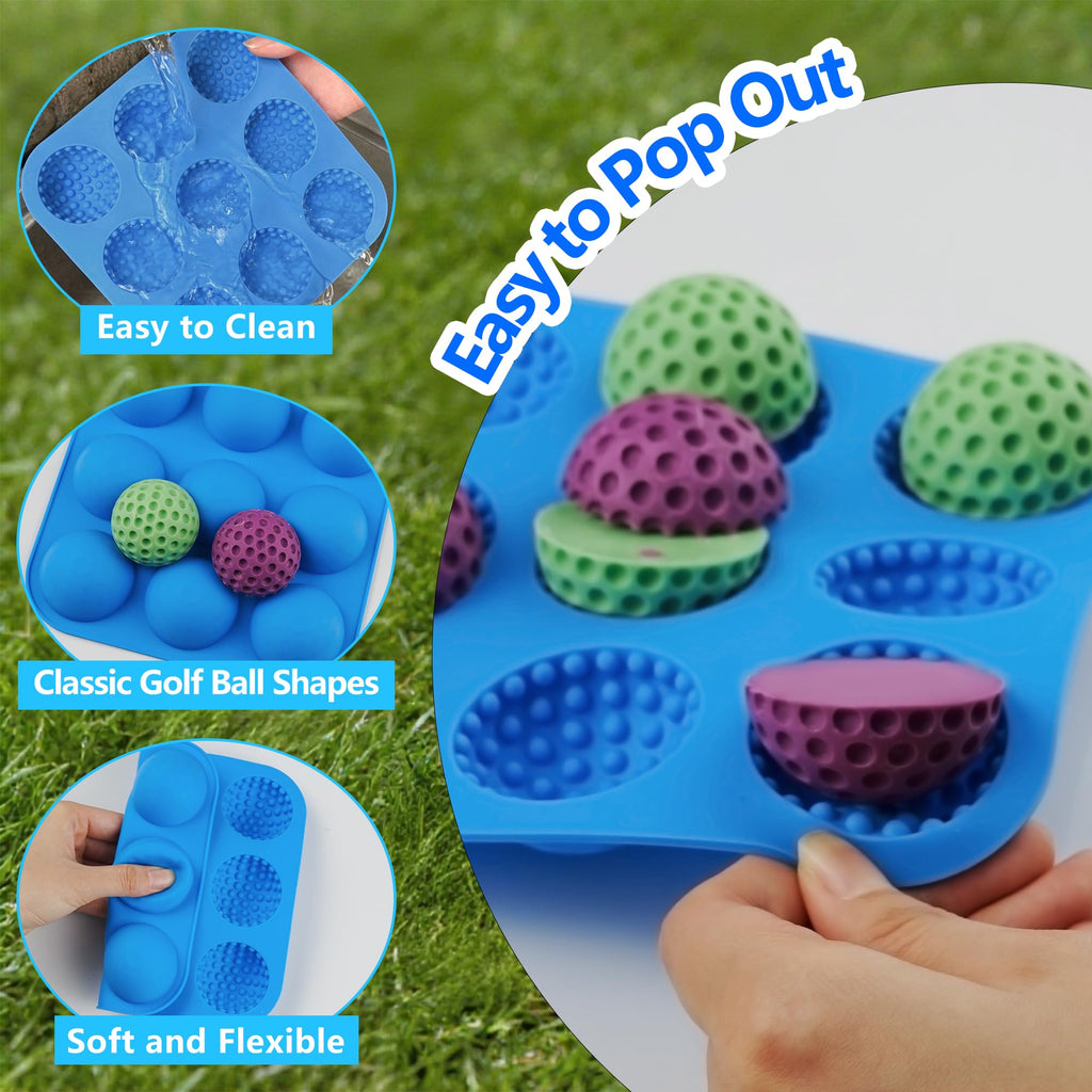 Sidosir Large Golf Ball Chocolate Silicone Molds for Cake Decorations,9-Cavity 3D Golf Ball for Ice, Hot Chocolate Bomb