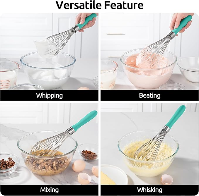 U-Taste Wire Whisk for Cooking, 18/10 Stainless Steel Wisk, L/Aqua Sky