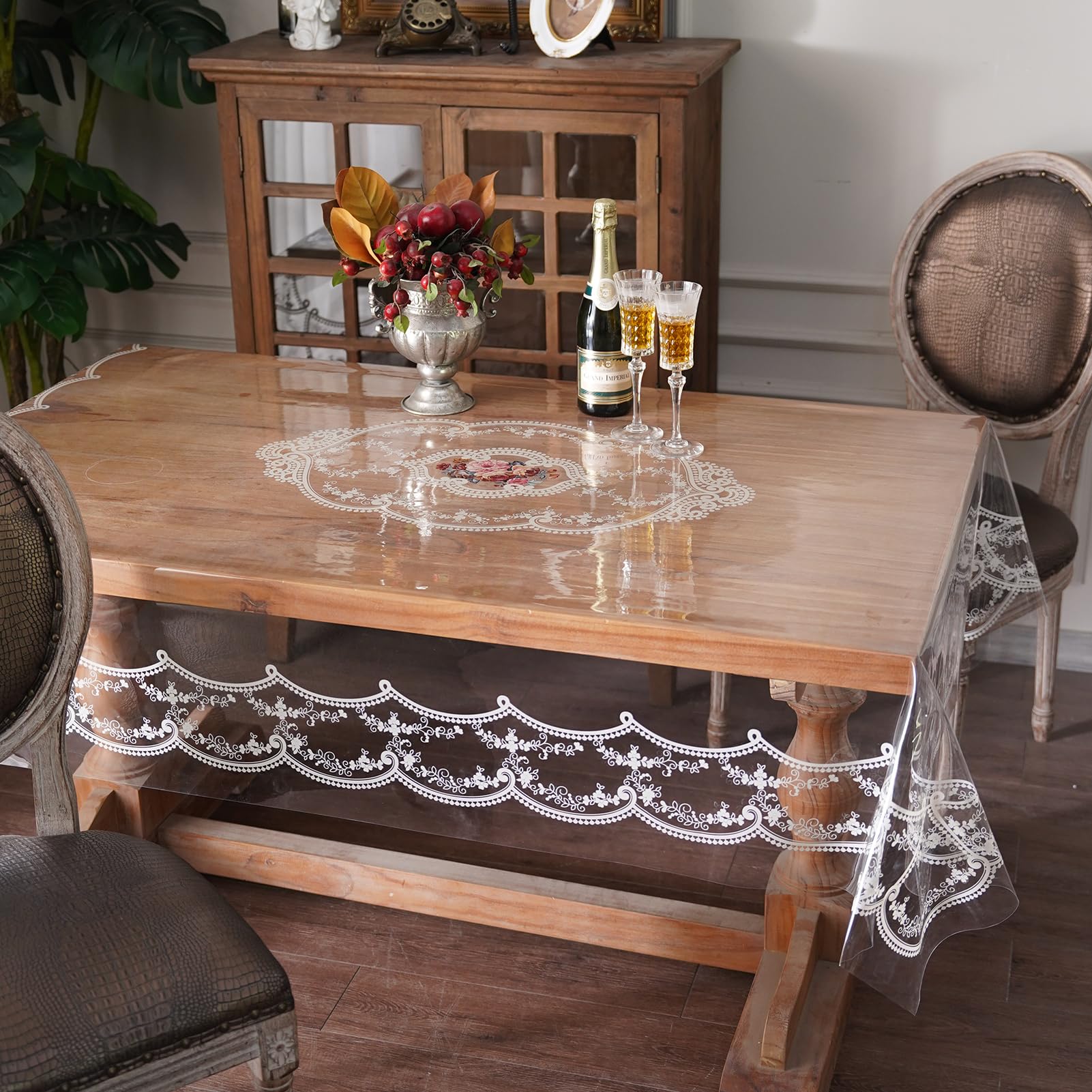 Artbloss Clear Table Cover Protector PVC Oil Proof Table Cloth, 60" x 84"