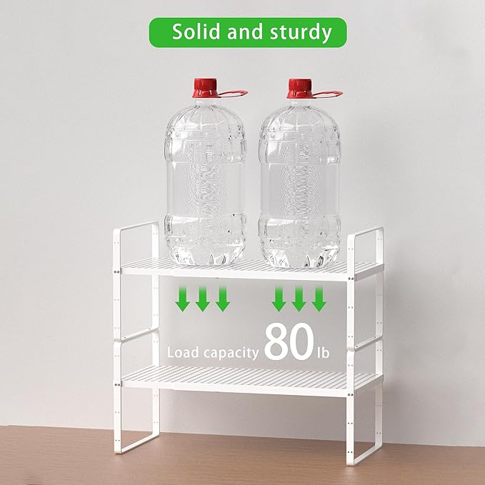 SOFRON Expandable Storage Shelf, Stackable Organizer Rack, White Small 1 PK