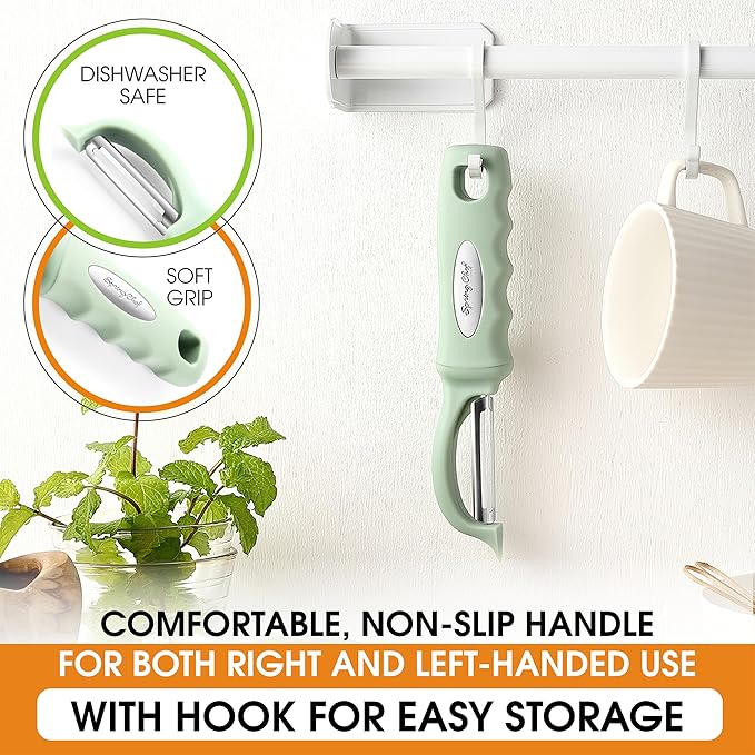 Spring Chef Swivel Vegetable Peeler with Ergonomic Handle, Pistachio