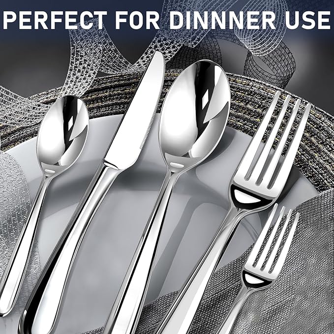 Heavy Duty Silverware Set for 6, Stainless Steel Flatware Cutlery Set