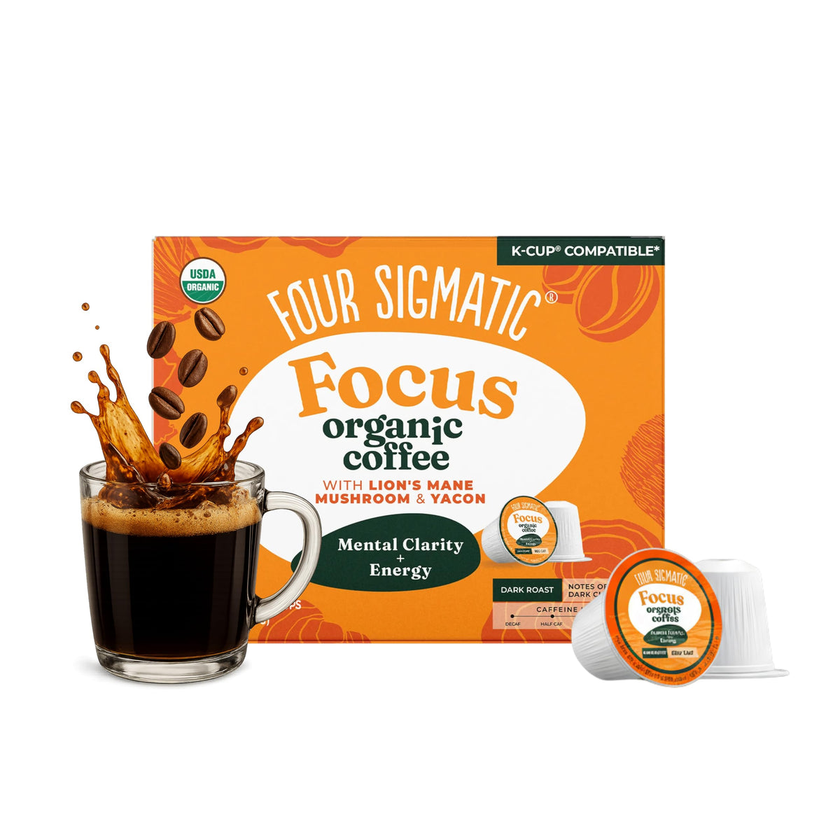 Four Sigmatic Adaptogen Coffee K-Cups | Organic Medium Roast Ground Coffee with Ashwagandha, Eleuthero, Chaga & Tulsi | Immune Support & Stress Relief | Keto | 24 Count