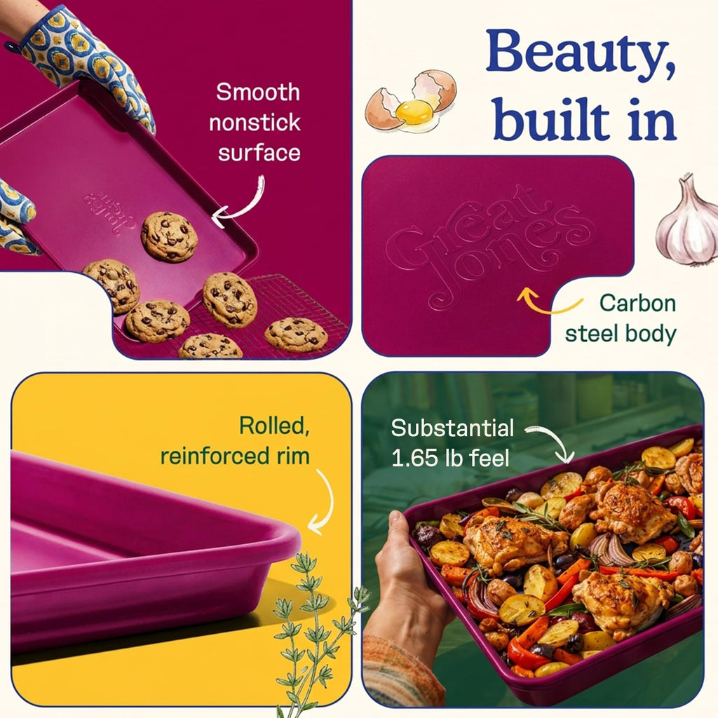 Great Jones Nonstick & Non Toxic Quarter Sheet Pan 13.5" x 9.5" (Raspberry)