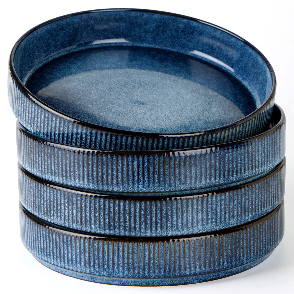 famiware Star 8.25" Pasta Bowls Set of 6, Bowl Plates, Matte Dark Charcoal