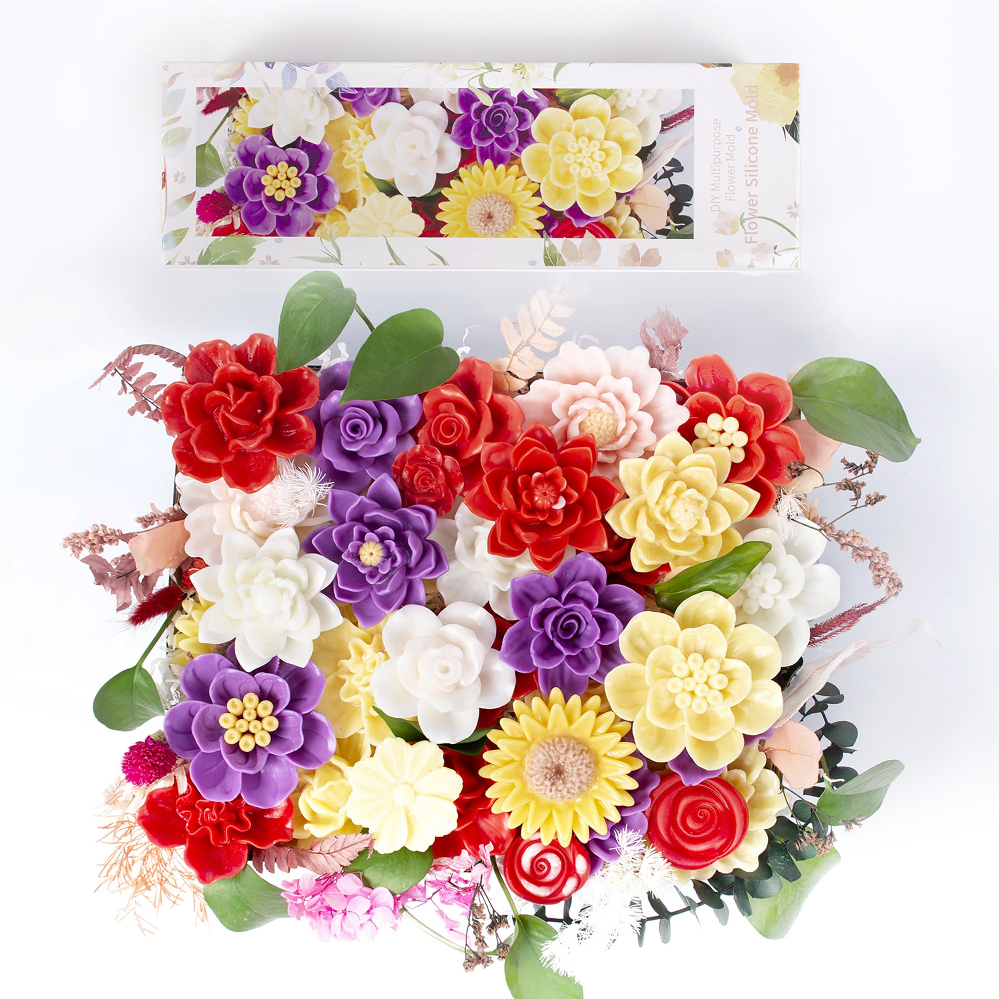 8 Pack Large Flower Succulent Candle Mold Resin Casting Silicone Molds for Home Decor & Candle Making Wave Spiral Mold