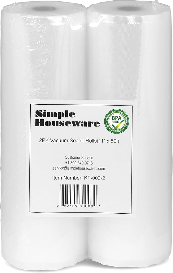 Simple Houseware 11"x50' Vacuum Sealer Bags Sous Vide Roll, BPA Free 2-Pack