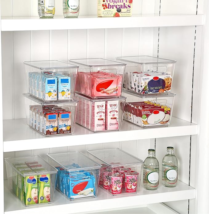 Vtopmart 6 Pack Clear Stackable Storage Bins with Lids, Medium