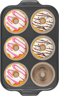 BRONYPRO Silicone Donut Pan for Baking with Metal Reinforced Frame, 6-Cavity Nonstick Doughnut Mold, Large Donut Size, Food-Grade Bakeware, Oven Dishwasher Freezer Safe, Gray
