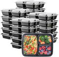 GUSTO 24 oz - 3 Compartment Meal Prep Containers with Lids – [50 Count] Reusable, Microwaveable, Dishwasher & Freezer Safe, BPA-Free Food Storage Boxes for Portion Control (Formerly Comfy Package)