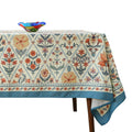 ISAENNE Designer Elegant Linen Rectangular Tablecloth,110"x63"-Floralsea A
