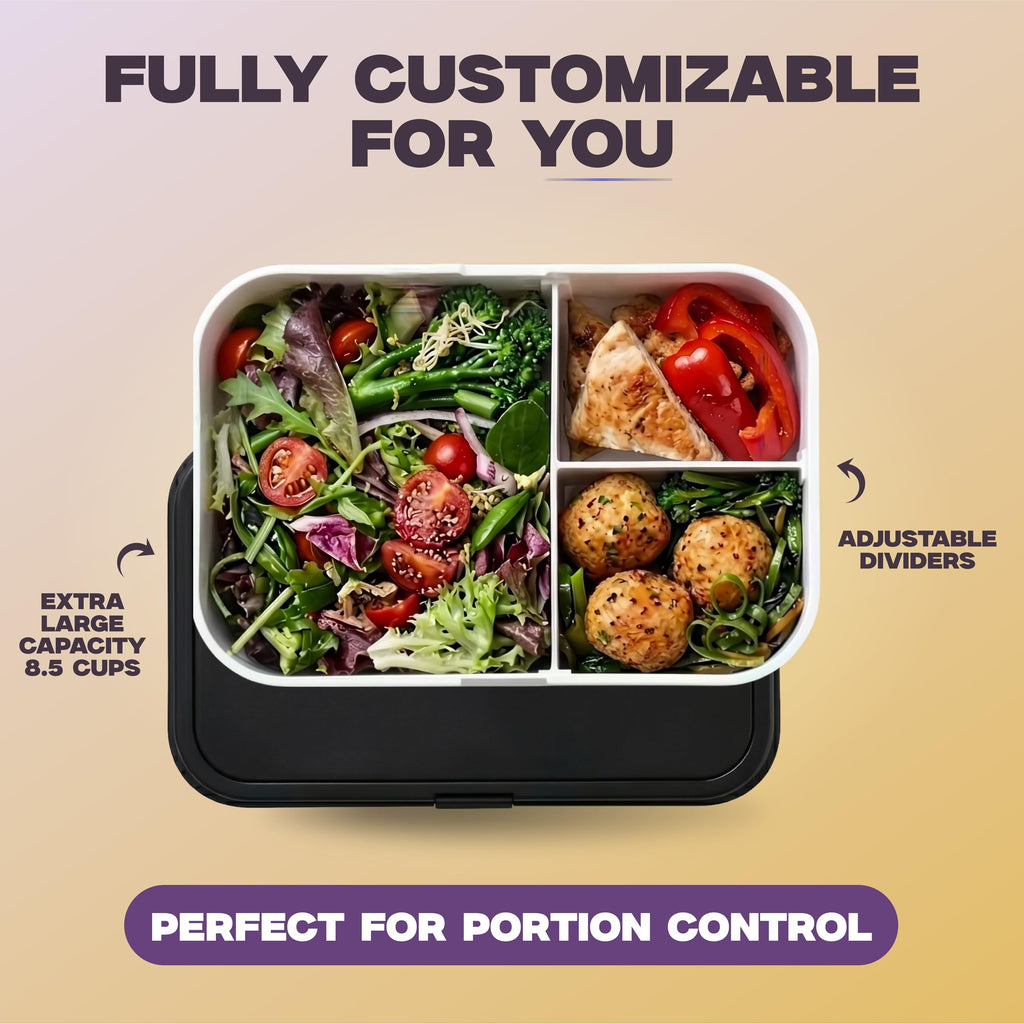 KARRICO Double Premium Bento Box Adult, 67 fl oz BPA-Free - Cream Stackable Lunch Box with Leak-Proof Lids & Dividers, Perfect for Meal Prep, Lunches & Portion Control