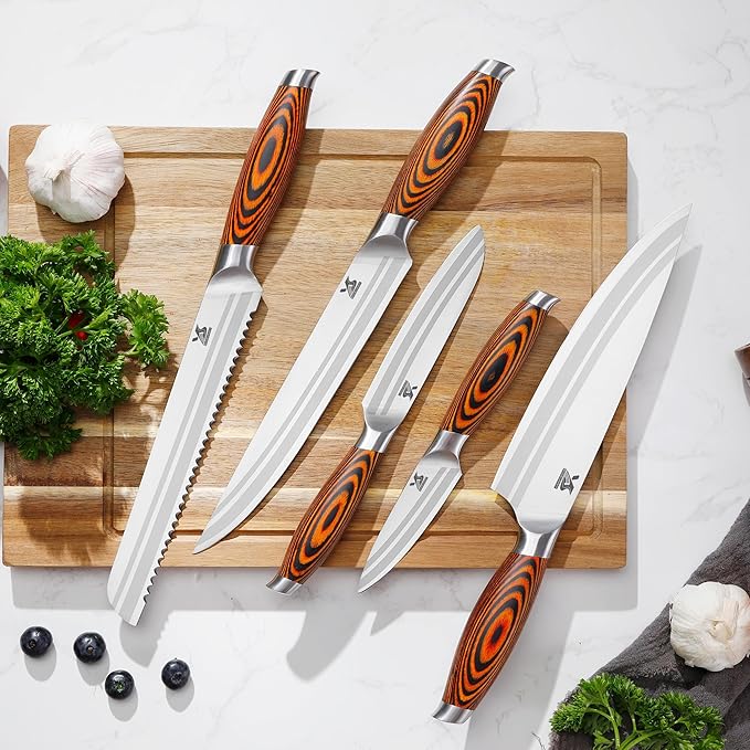 MSY BIGSUNNY 5pcs Knife Set Kitchen Utensils Knife, German Stainless Steel Professional Chef Kitchen Knife Set