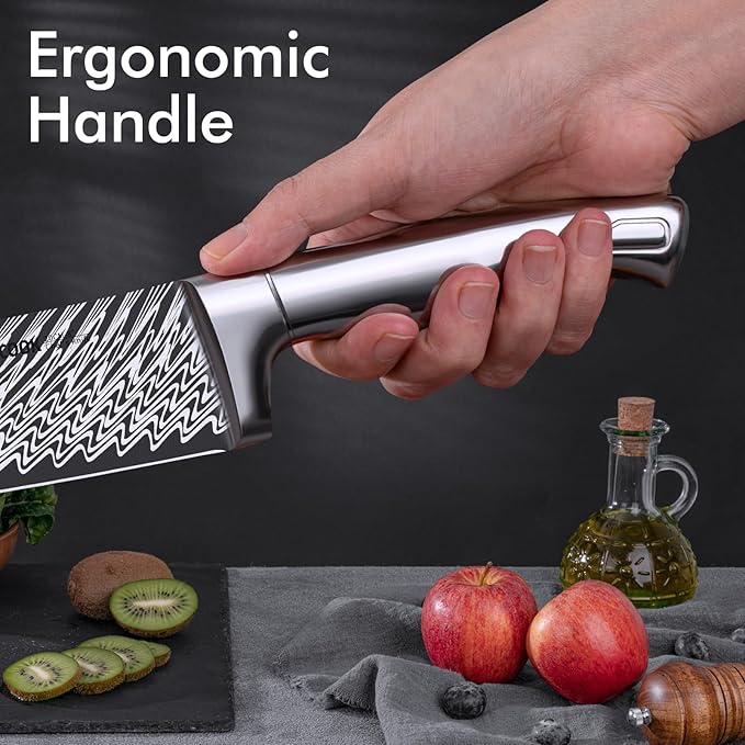 Knife Set, Astercook 21 Pieces Kitchen Knife Set with Built-in Sharpener, German Stainless Steel Knife Block Set, Razor-Sharp Knives with Full-tang Handle, Dishwasher Safe Kitchen Utensils Set