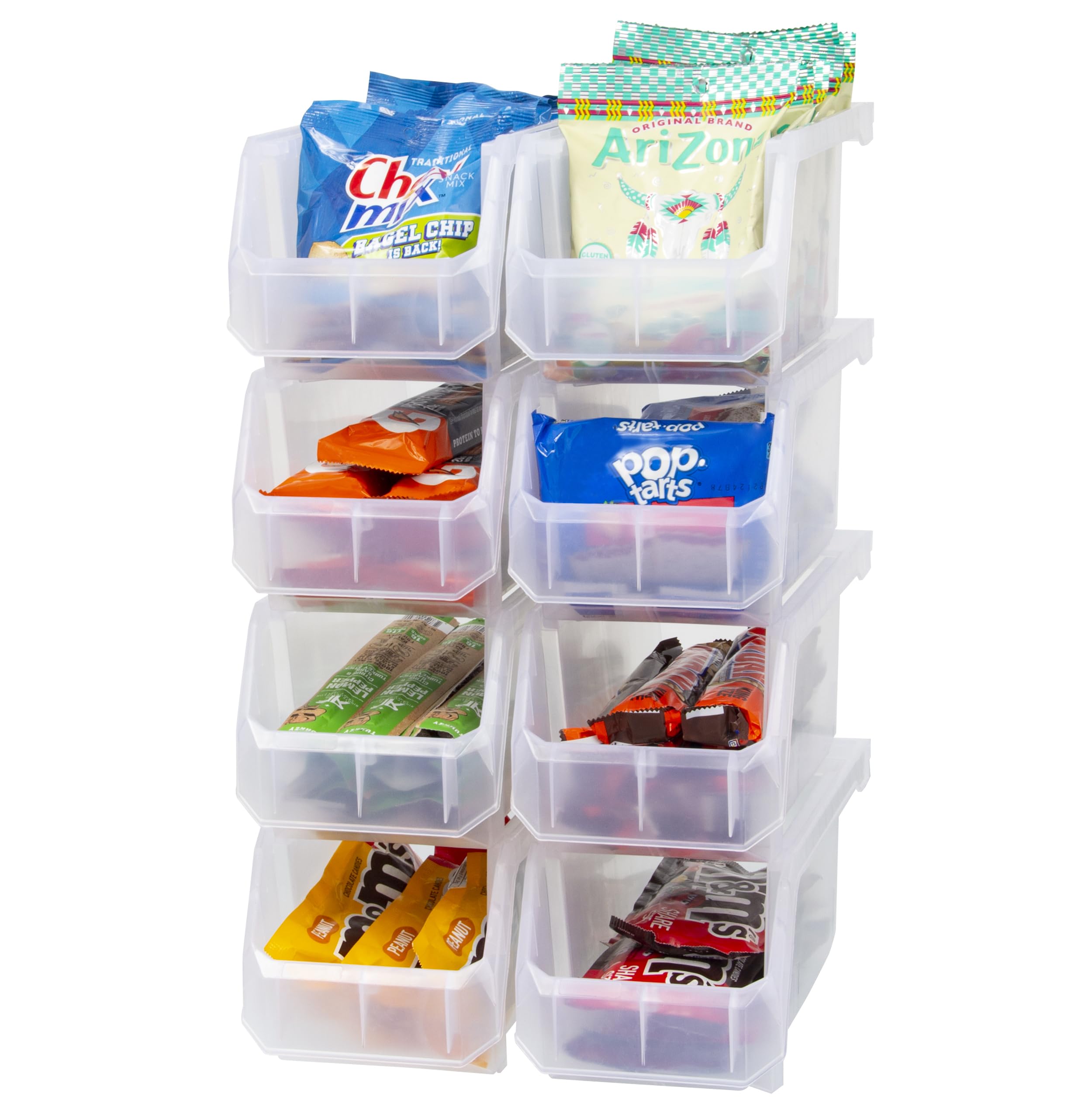 ReadySpace Medium Plastic Storage Bins, Stackable Organizer Containers for Closet Pantry Shelf Garage and Office Organization, Clear, 8 Pack