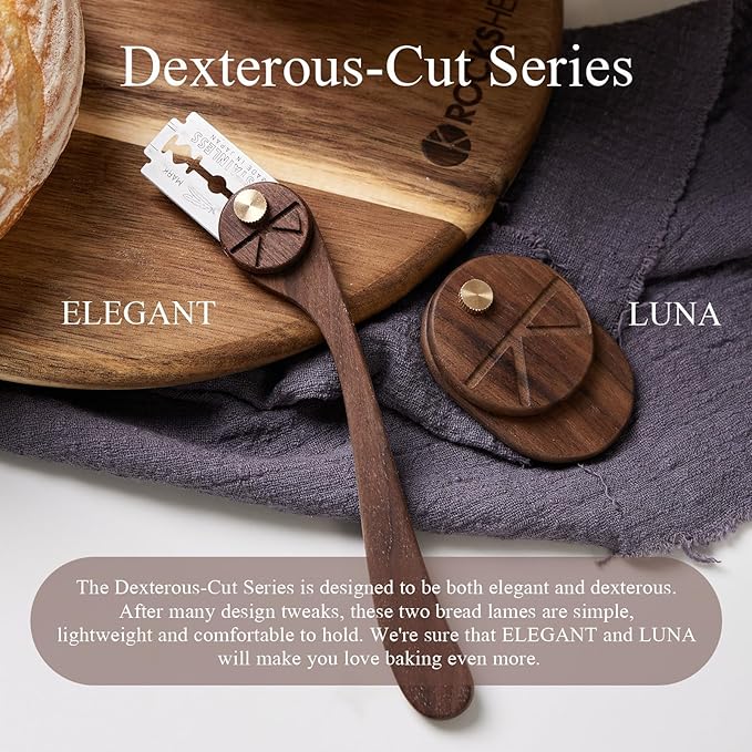 ROCKSHEAT Bread Lame with 5 Feather Blades, Dough Scoring Tool with Storage Box, Sourdough Scoring Tool for Bread Baking, Dexterous-Cut Series Scoring Knife (ELEGANT)
