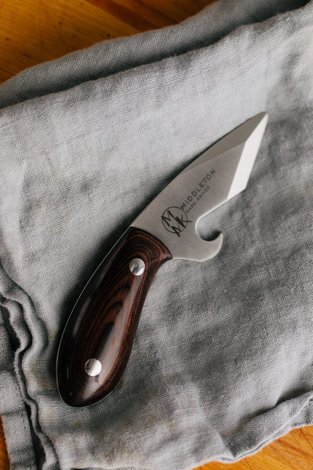 Middleton Made Knives Brew Shucker Oyster Knife with Bottle Opener, Walnut