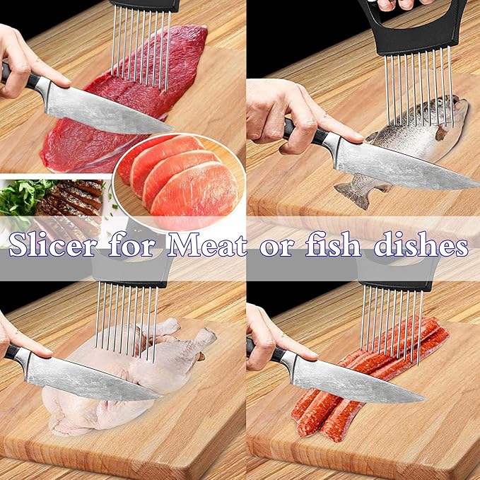Stainless Steel Onion Holder for Slicing,Onion Slicer Holder,Kitchen Gadget