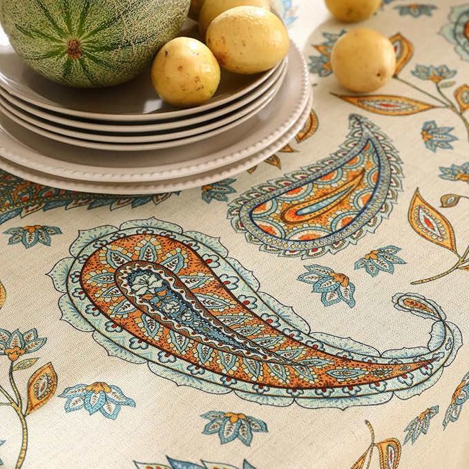 patdrea Vintage French Linen Tablecloth,Rectangular,94"x63"-Lysaniya
