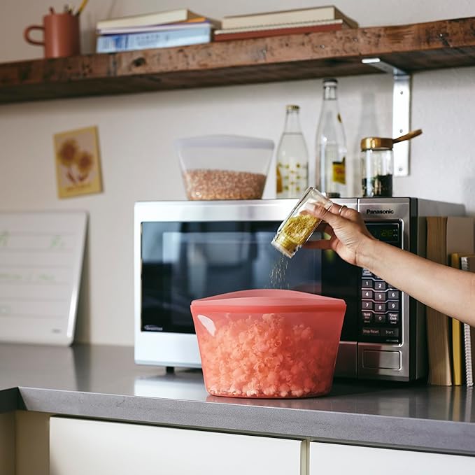 Stasher Premium Reusable Silicone Food Storage Bowl, Red, 6-Cup