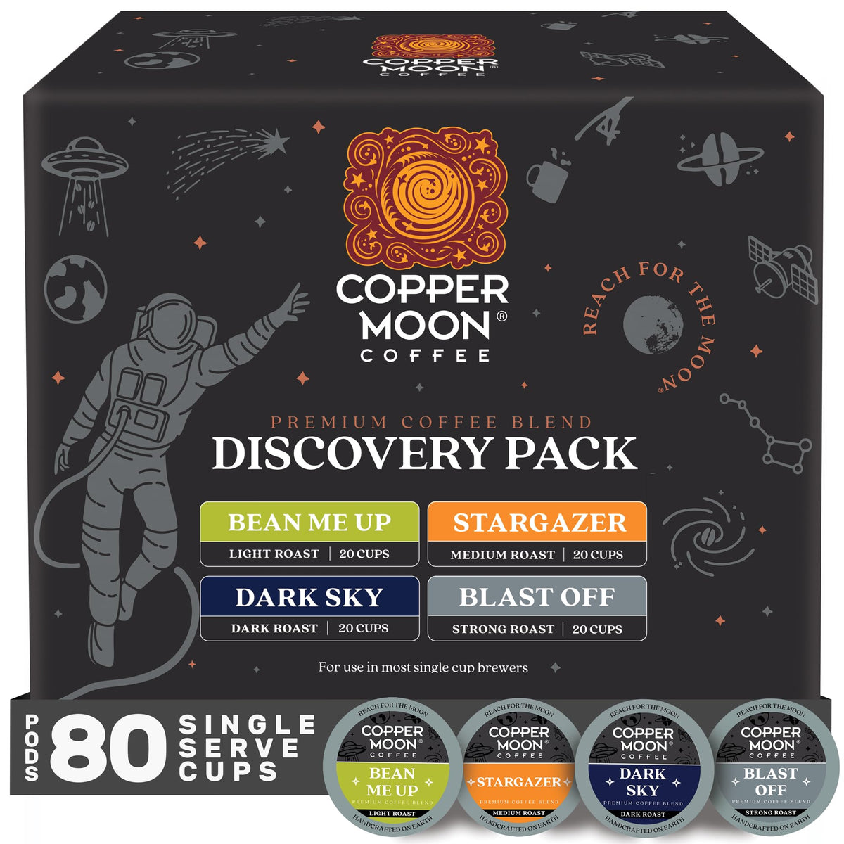 Copper Moon K-Cup Coffee Pods, Dark Roast, Sumatra Blend, 80 Count