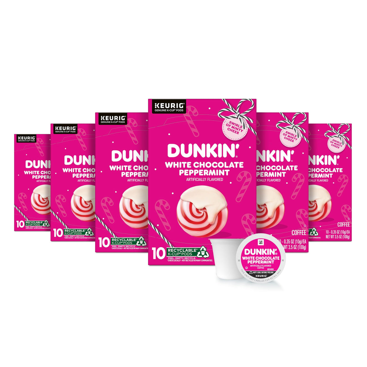 Dunkin’ White Chocolate Peppermint Artificially Flavored Coffee, 60 Pods