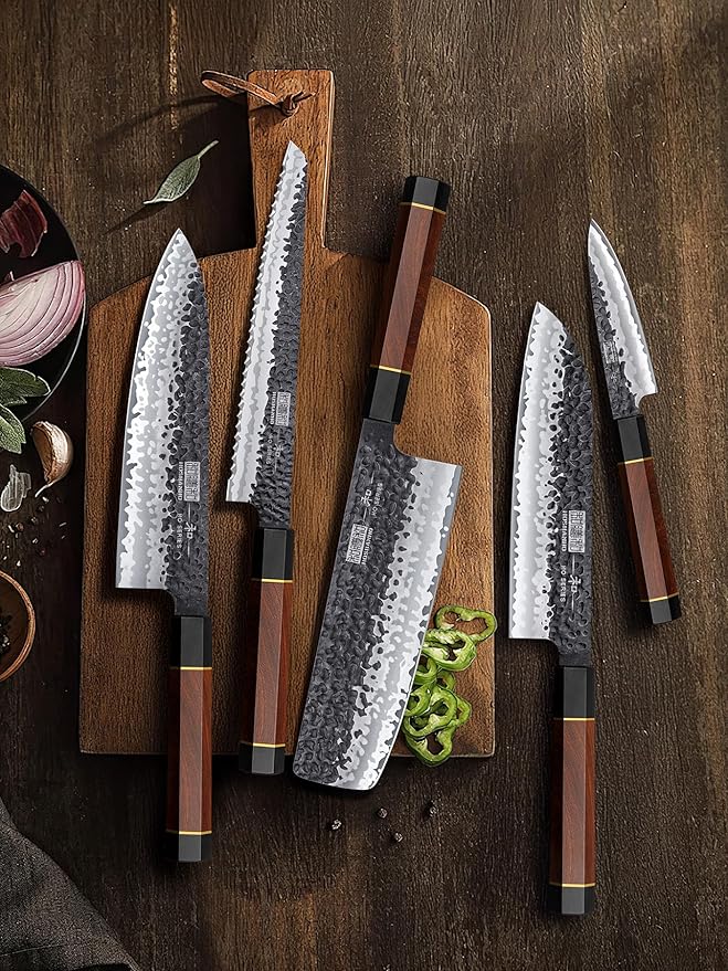 HOSHANHO 5 Pieces Knife Set, Japanese High Carbon Steel Kitchen Knife Sets