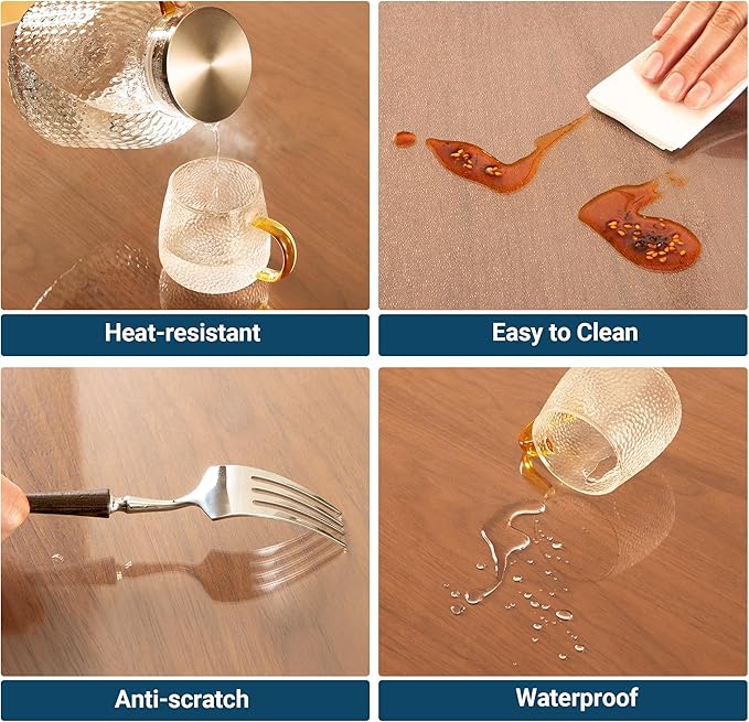 NAP2WELL Clear Table Cover Protector 12 x 48 Inch, 1.5mm Plastic Desk Mat