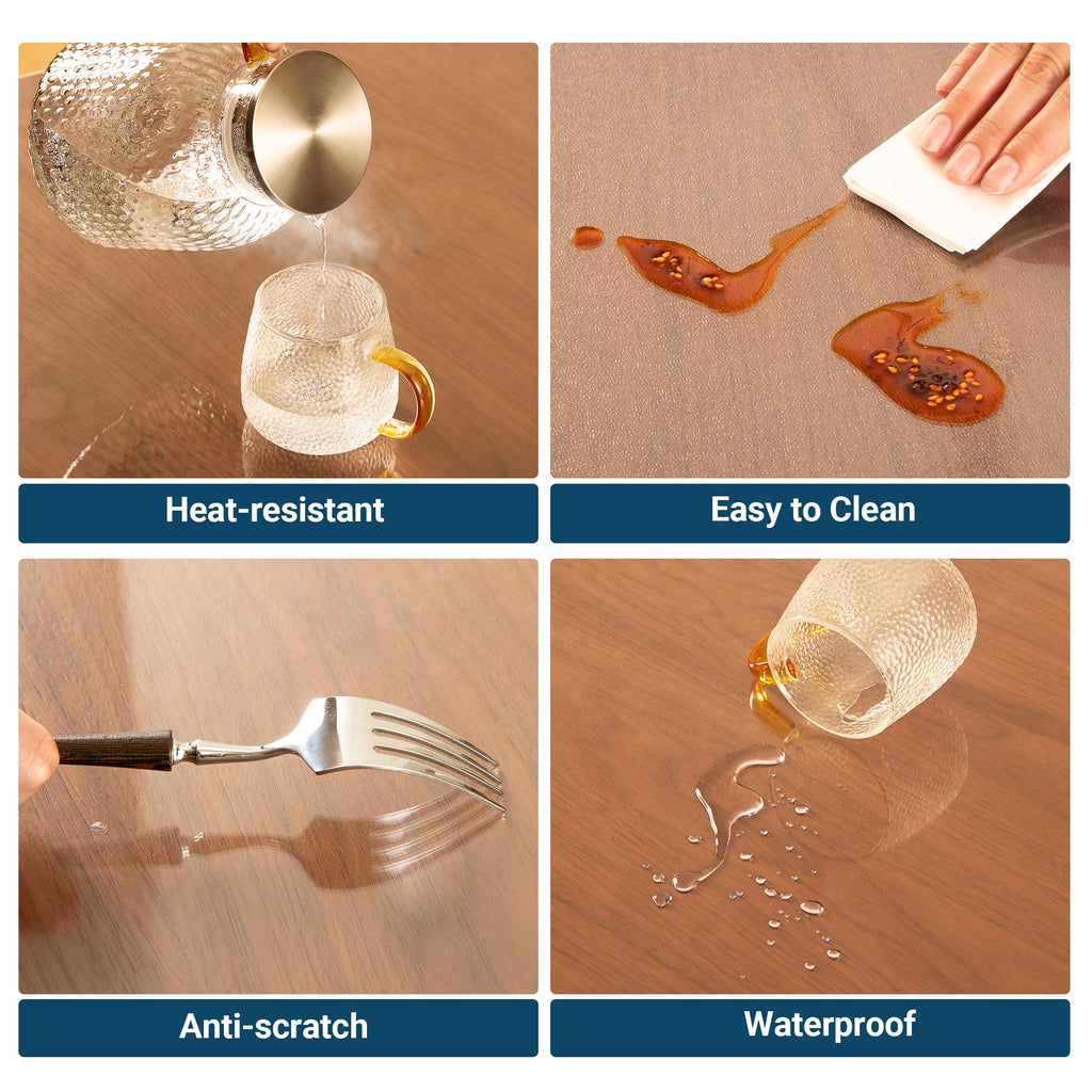 NAP2WELL Clear Table Cover Protector 40 x 80 Inch, 1.5mm Plastic Desk Mat