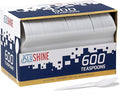 BluShine 600 Pack White Plastic Spoons, Disposable Bulk Cutlery