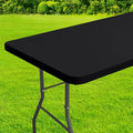 homing Rectangle Table Cloth Cover, Water-Resistant Polyester Elastic Fitted Tablecloth, Fits for 8 Foot Folding Tables, Washable Table Protector for Picnic, Camping, Outdoor (Black, 30" x 96")