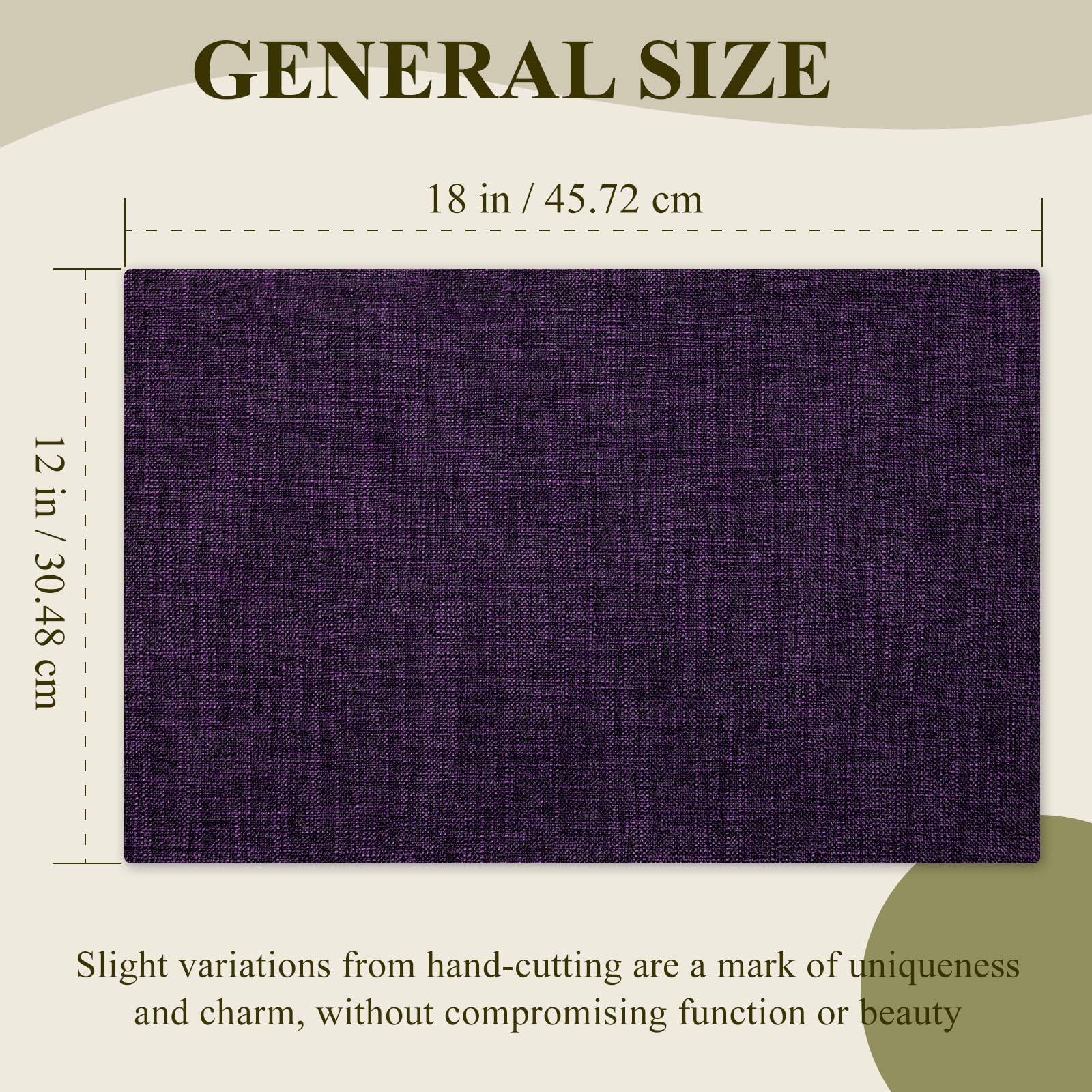 KXN Placemats Set of 8, Dual-Layer Thickened Faux Linen Table Mats, Heat Resistant & Wrinkle-Free, Machine Washable Cloth Place Mats for Kitchen Dining Indoor Outdoor (Purple)