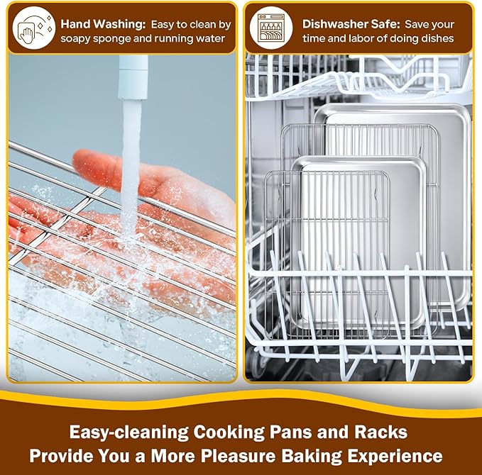 P&P CHEF 16 + 12.5 Inch Baking Sheet with Rack Set, Pans with Flat Racks