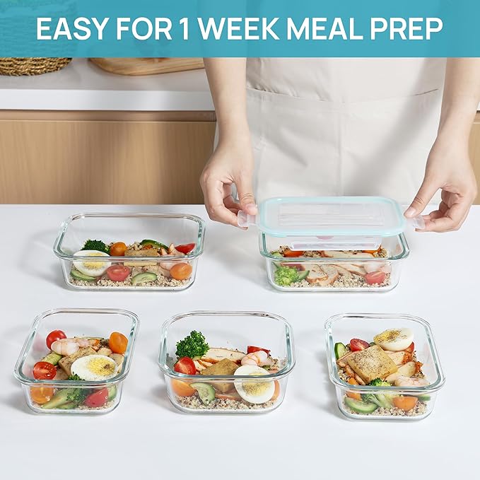 Vtopmart 8 Pack Glass Food Storage Containers with Airtight Lids