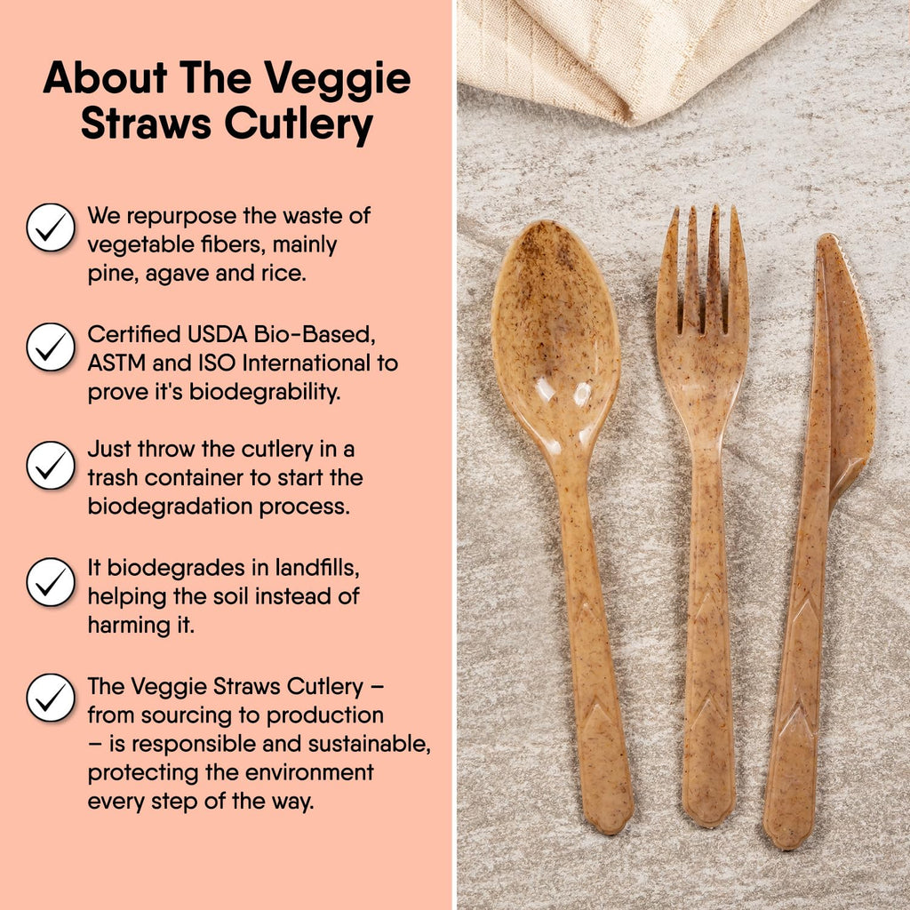 Premium Quality 100% Biodegradable Spoons Made of Vegetable Fibers, 300 PCS of 6.7” Long Heavy-Duty and Splinter Free Eco-Friendly Spoons, Perfect Sustainable Cutlery for All Types of Occasions