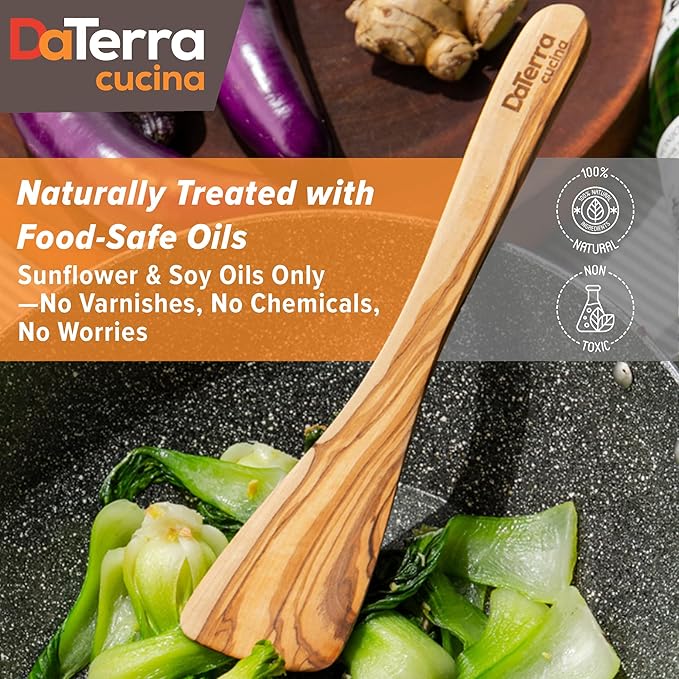 DaTerra Cucina -12-Inch Olive Wood Cooking Utensil Set 5-Piece Tool