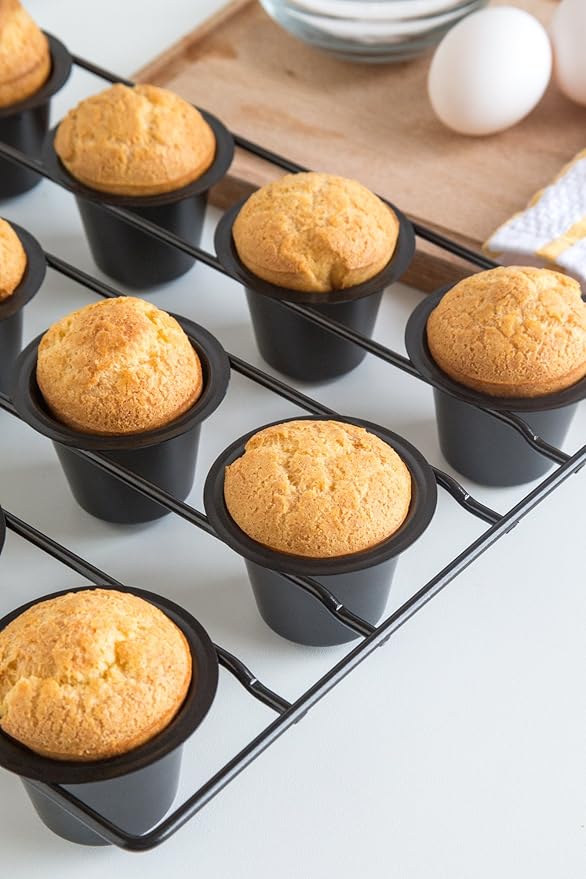 Fox Run Linking Mini Popover Pan, Carbon Steel, Nonstick, 12 Mini Cups