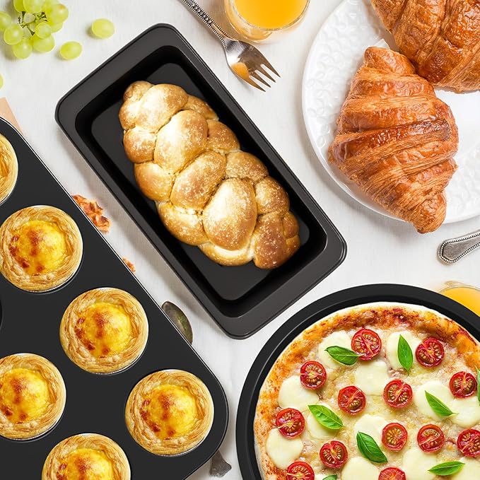 CasaCulina Baking Pans Set, 5-Piece Nonstick Bakeware Sets, Black