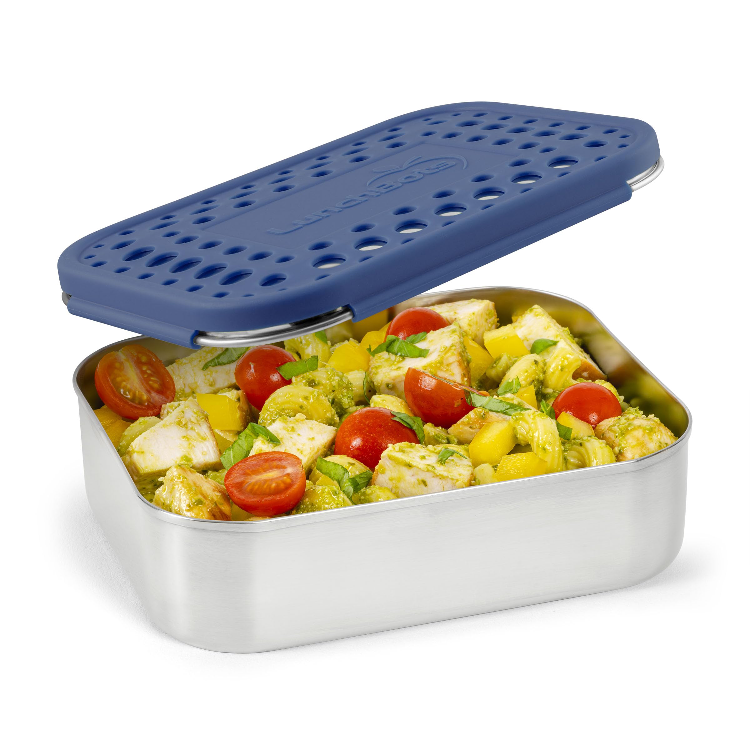 LunchBots Medium Uno Stainless Steel Kids Bento Box 1-Section Blue 20oz