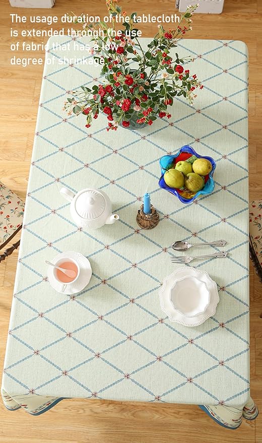 ISAENNE Designer Vintage Square Linen Tablecloth,67"x67"-Floralsea B