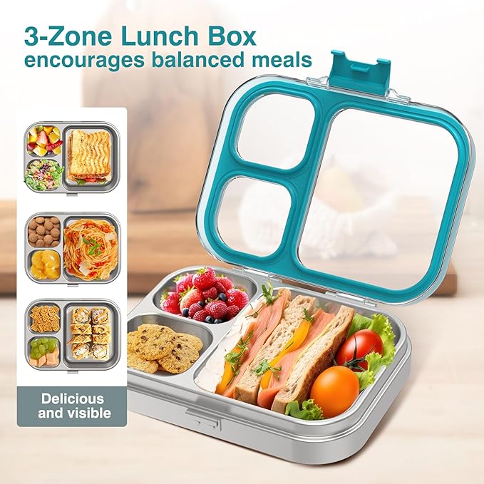 HOMEKOL Stainless Steel Bento Lunch Box, Blue, 3.3Cups