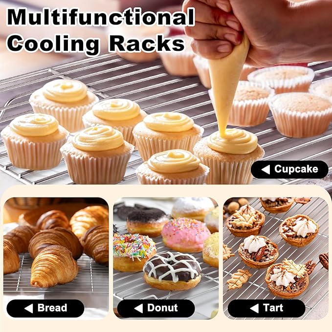 TeamFar Baking Sheet with Rack Set, 3 Pans + 3 Racks, 19.6/16/12.5 Inch