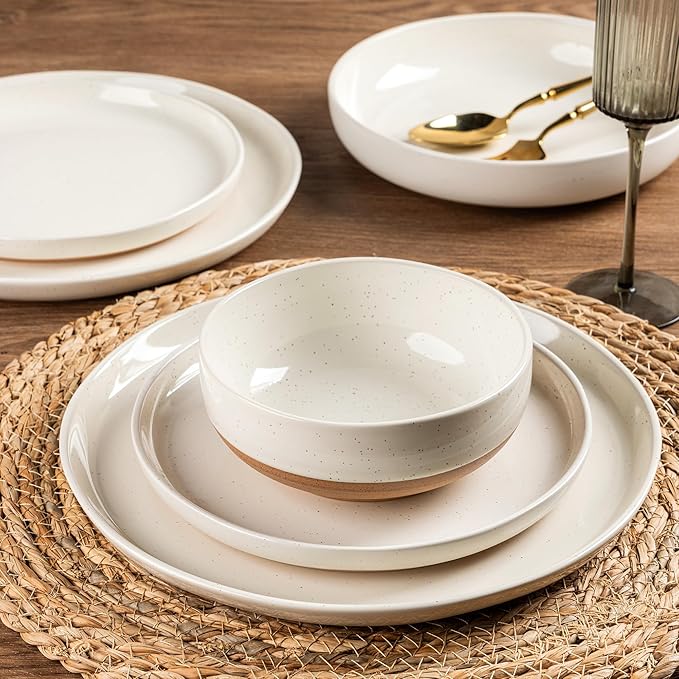 AmorArc Dinnerware Sets for 4, 12 Pieces Ceramic Plates and Bowls Set