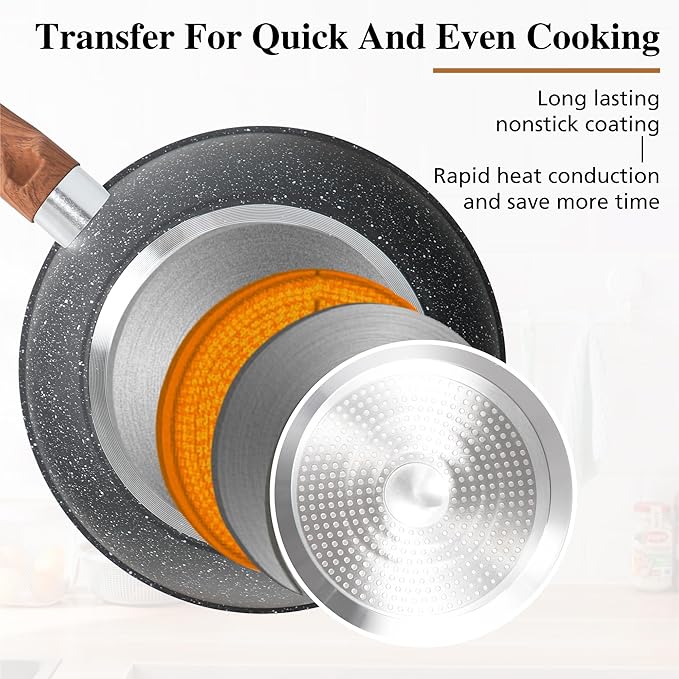 DishDelight 30 Pcs Pots and Pans Set Non Stick, Granite Induction Cookware