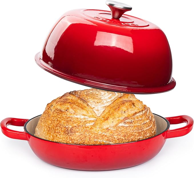Enamelled Cast Iron Dutch Oven Pot – Dutch Oven For Sourdough Bread Baking – Cast Iron Bread Pot – Blue, 6 Quarts, 26cm – by Nuovva