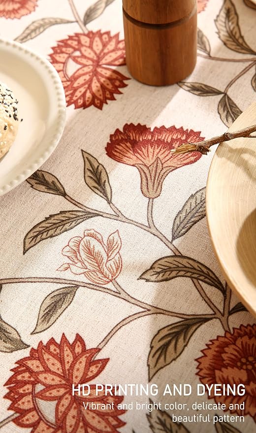 ISAENNE Designer French Linen Rectangular Tablecloth,94"x63"-Alvarado D