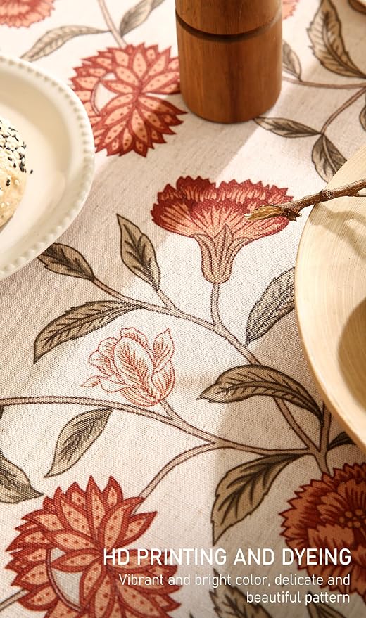 ISAENNE Designer French Linen Square Large Tablecloth,67"x67"-Alvarado D