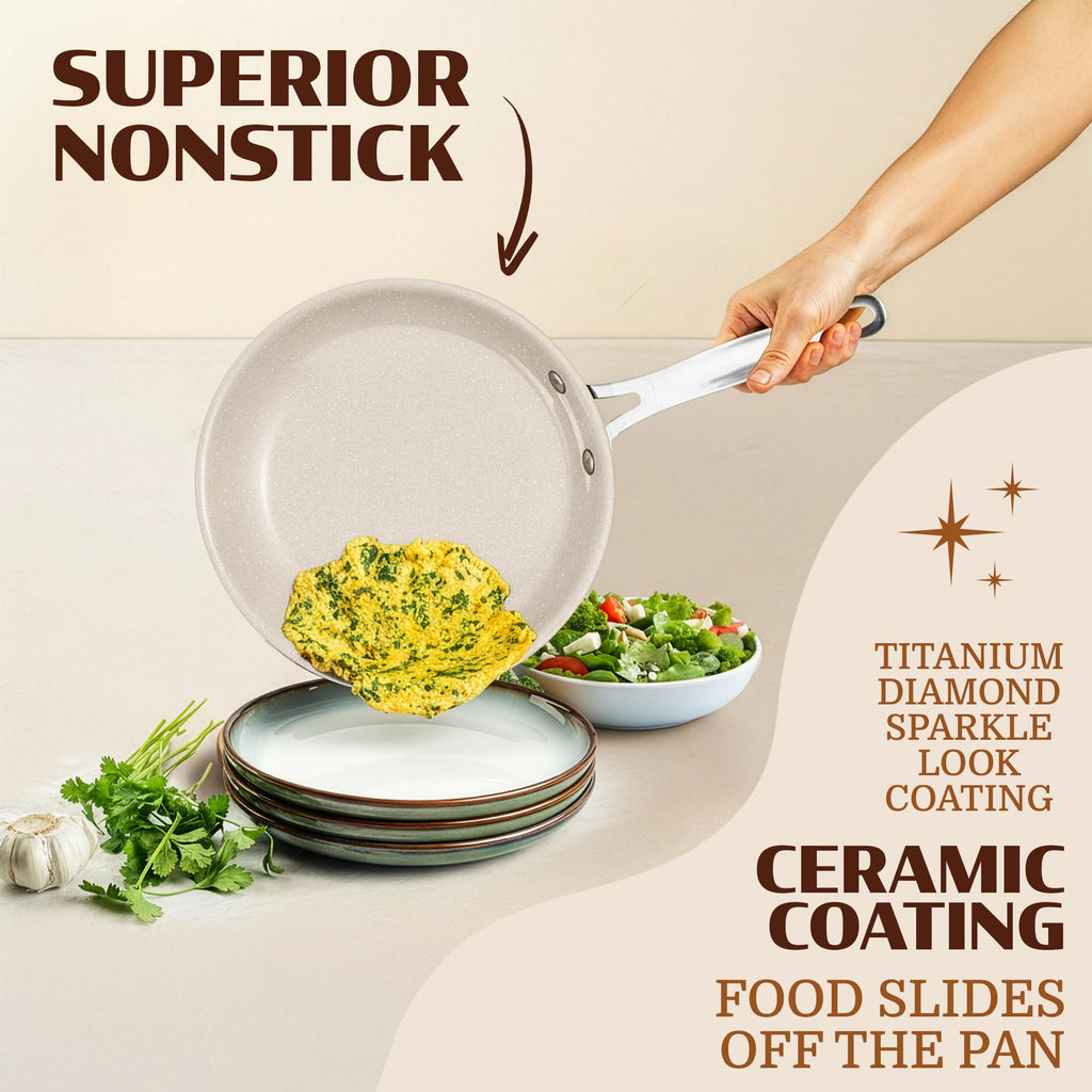 GRANITESTONE Ceraluxe 20Pc Pots and Pans Set Non Stick Ceramic Cookware Set