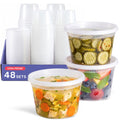 GUSTO 16 oz Plastic Deli Containers with Lids [48 Sets] Food Storage