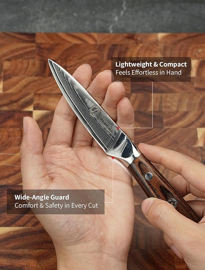 Damascus Paring Knife – Japanese AUS-10 Steel Core Small Kitchen Knife